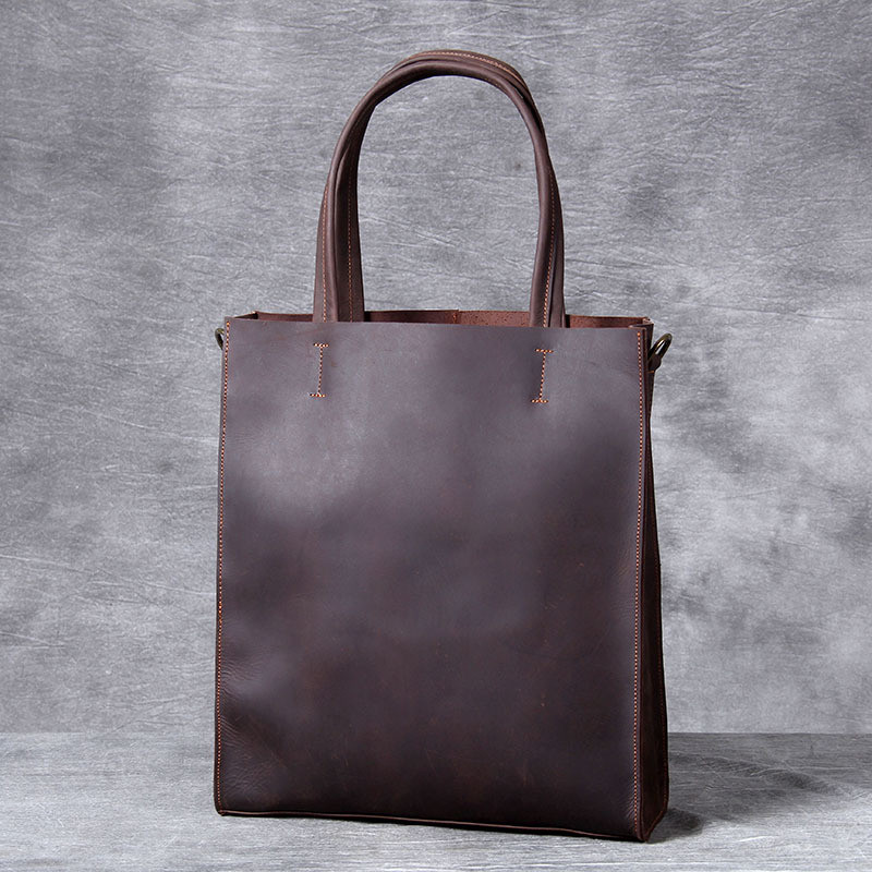Leather Work Bag Laptop - Vintage genuine leather men hand tote