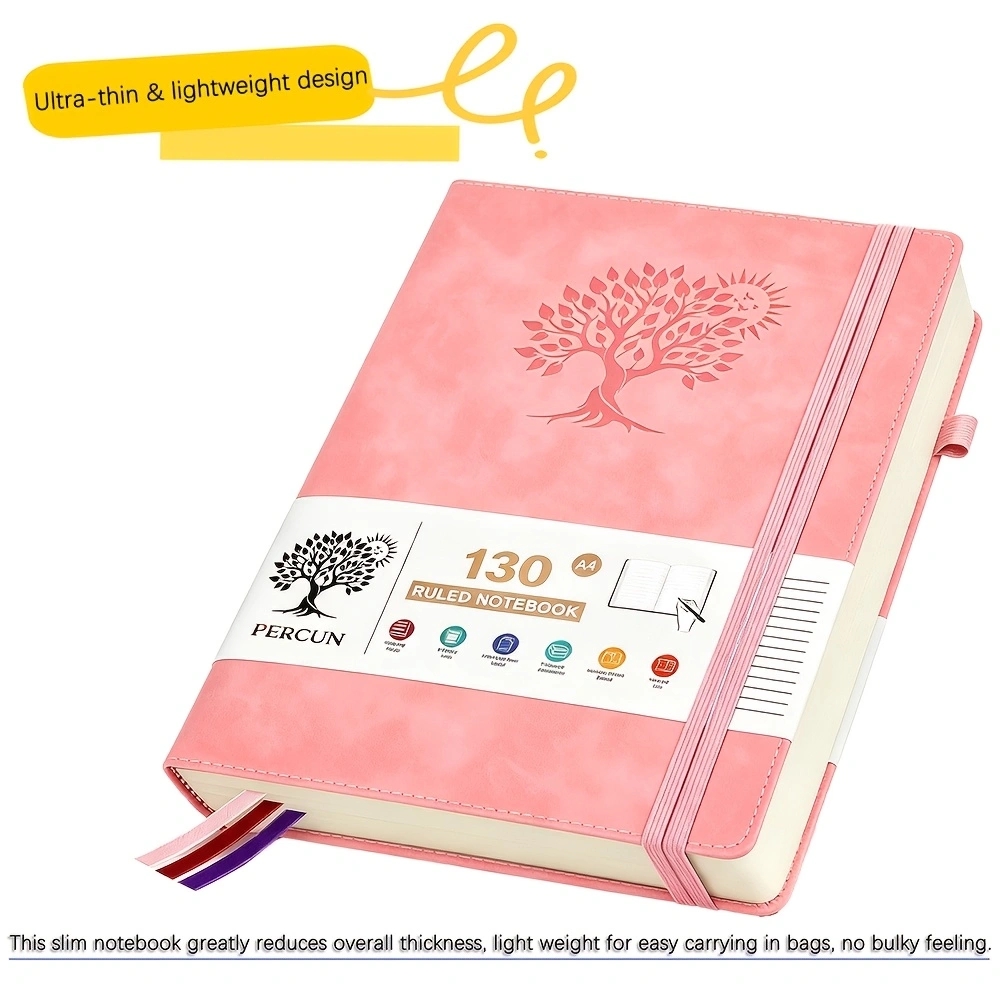 Leather Work Diary - A4 Ruled Hardcover Diary Notebook, Faux