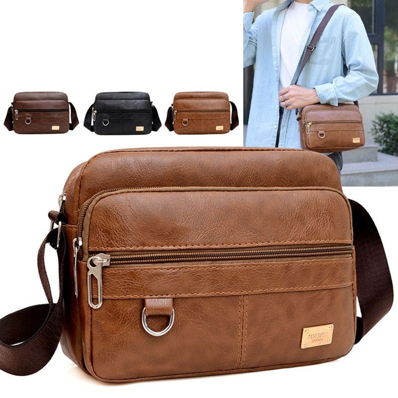 Leather Men's Sling Bag Messen - Leather Work Bag Laptop review and price