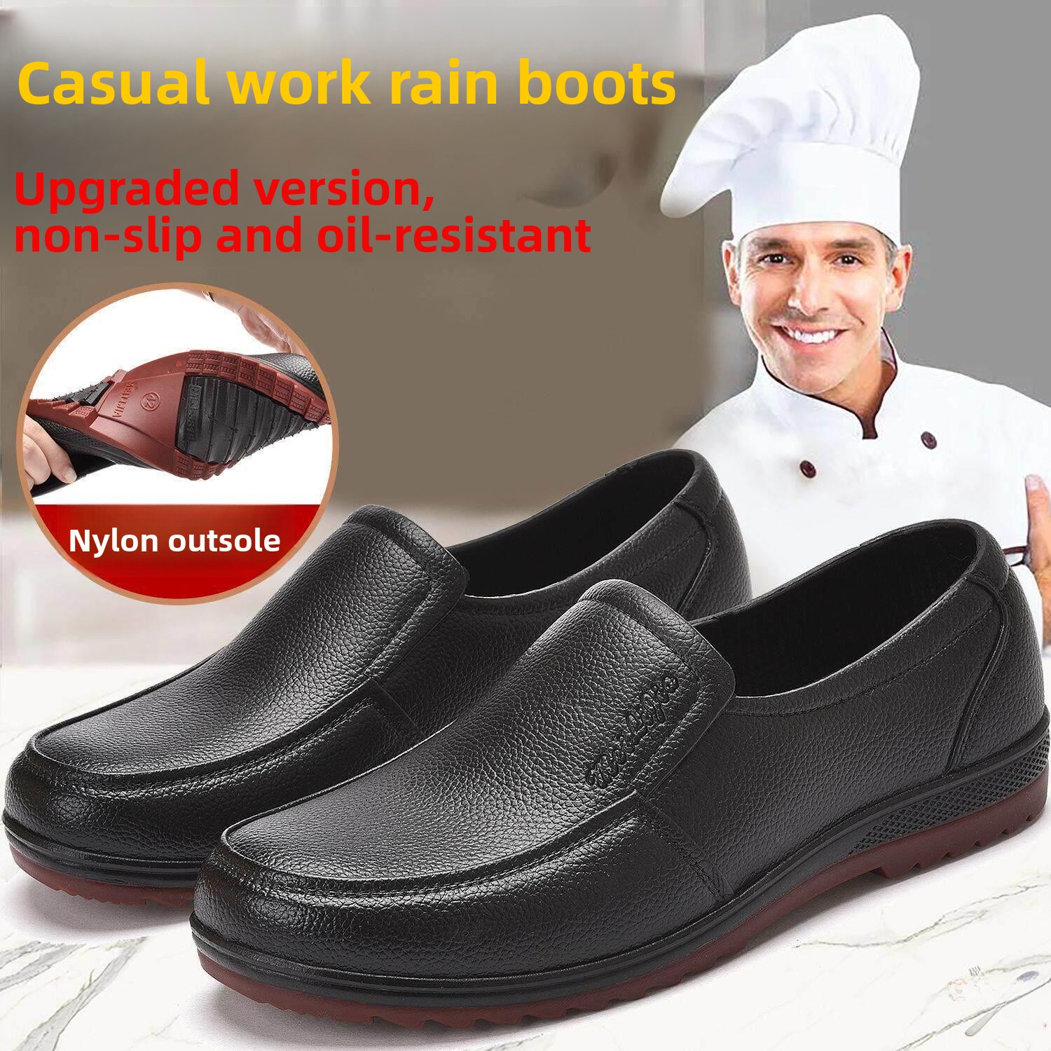 Men's Casual Work Rain Boots L - Youtube Leatherwork review and price