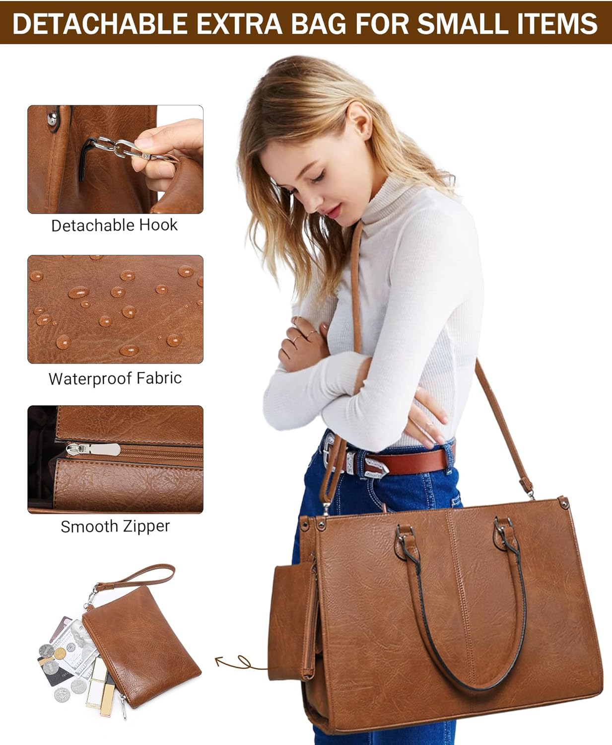 2 in 1 Laptop Tote Bag with In - Leather Work Bag Laptop review and price
