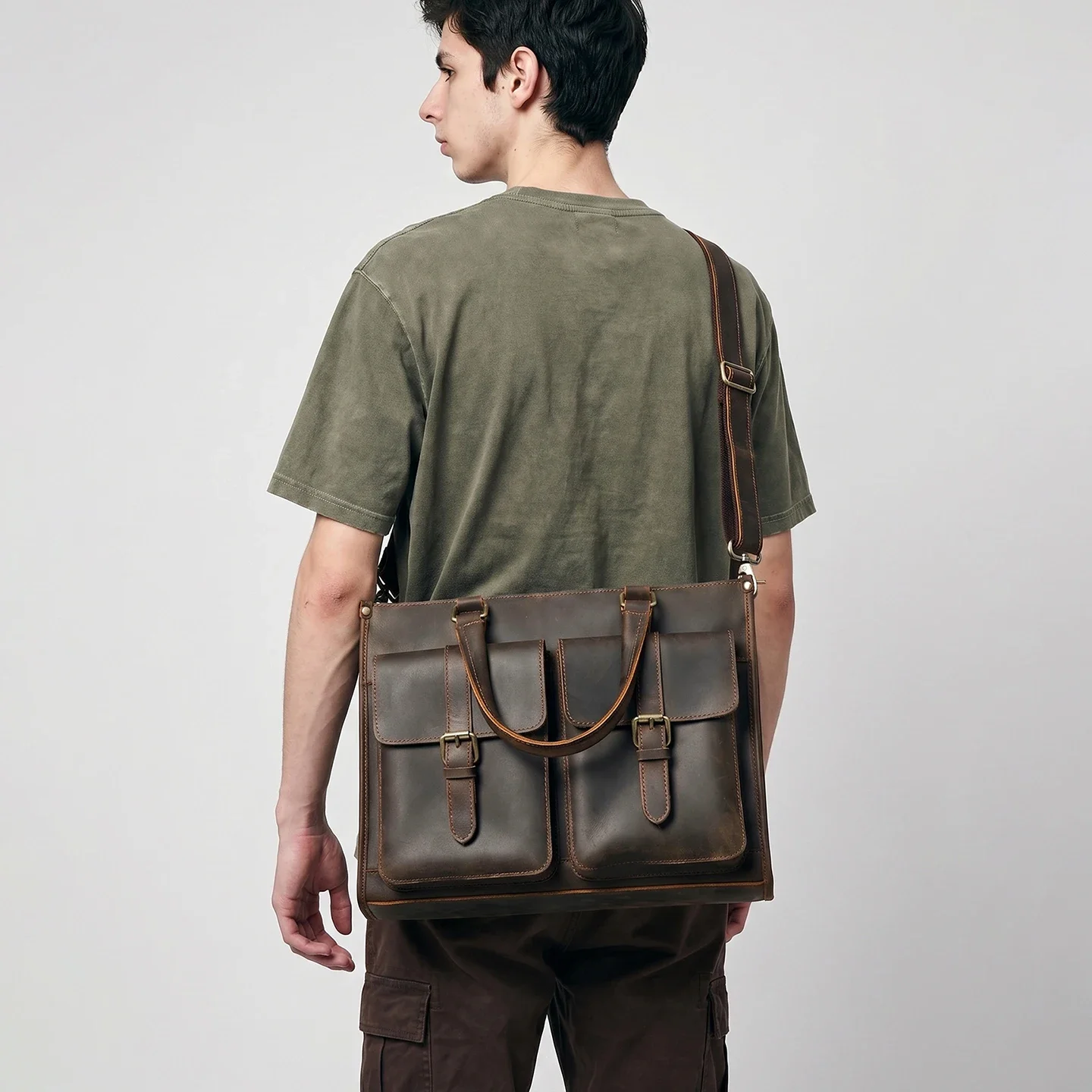 Vintage Genuine Leather Men Cr - Leather Work Bag Laptop review and price