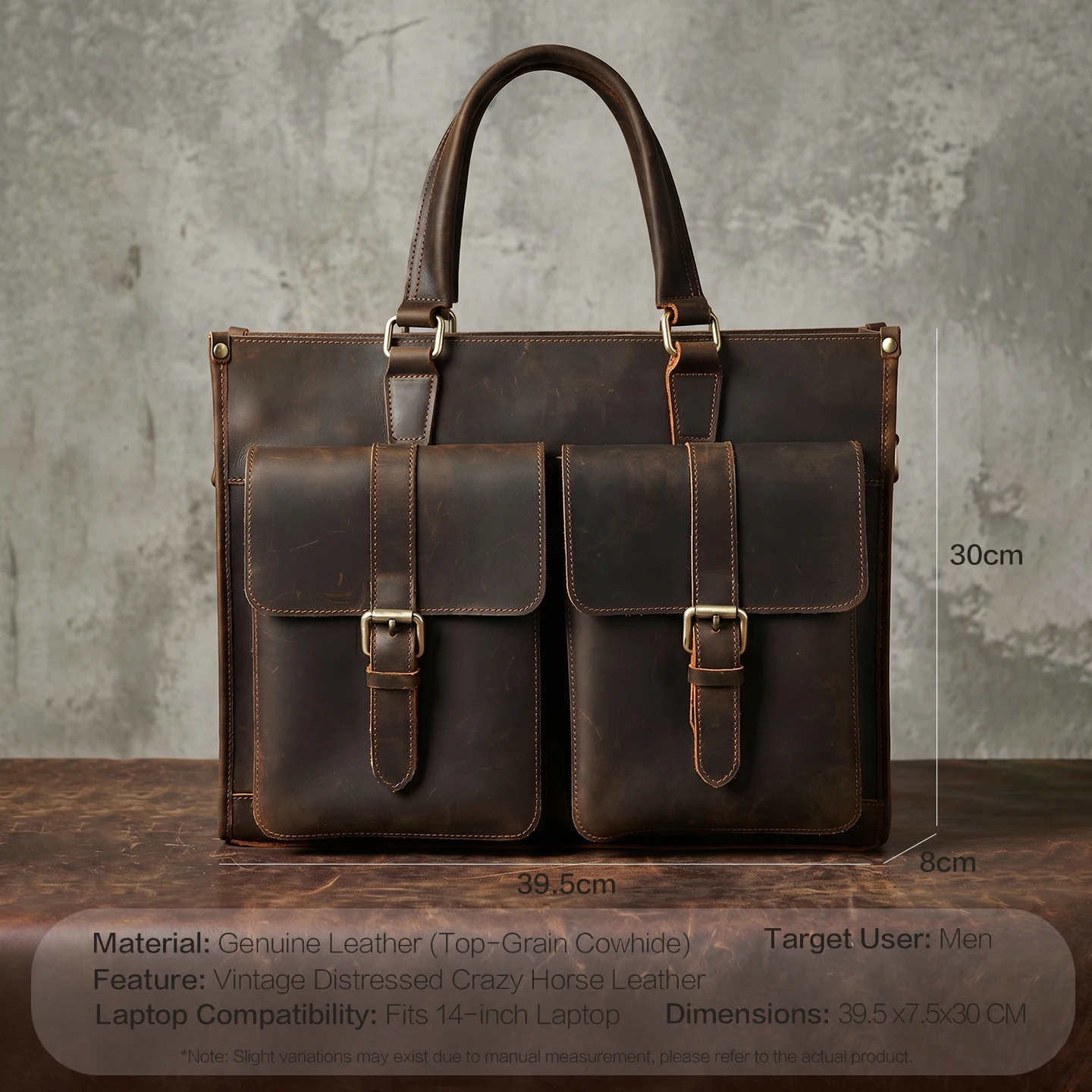 Vintage Genuine Leather Men Cr - Leather Work Bag Laptop review and price