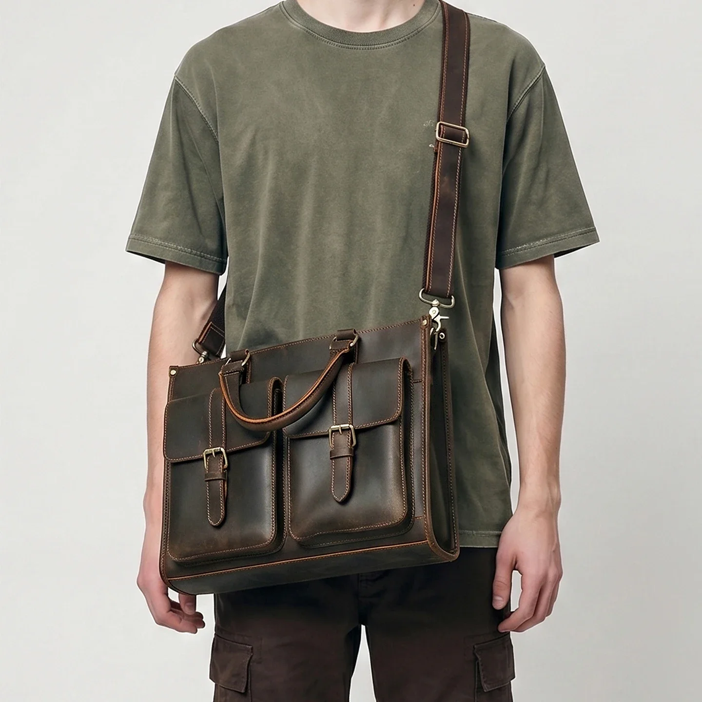 Vintage Genuine Leather Men Cr - Leather Work Bag Laptop review and price
