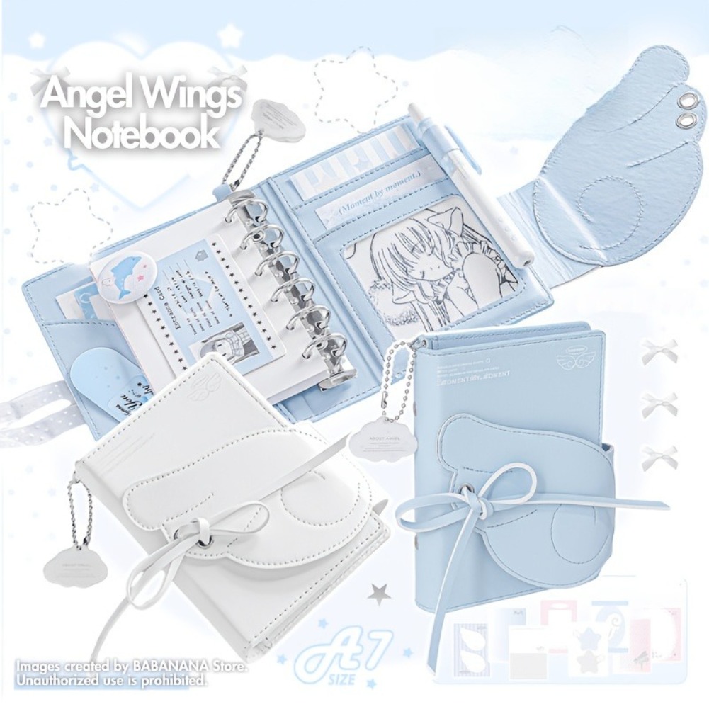 Kawaii Angel Wings Notebook A7 - Leather Work Diary review and price