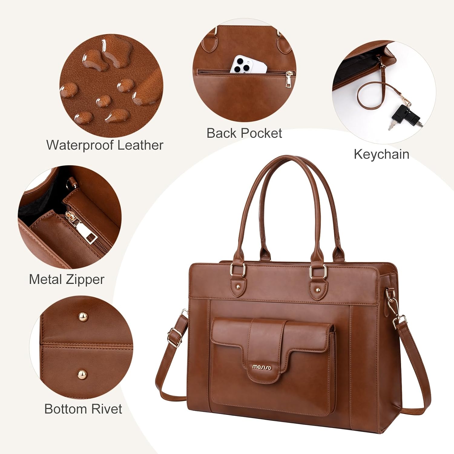 MOSISO Laptop Tote Bag for Wom - Leather Work Bag Laptop review and price