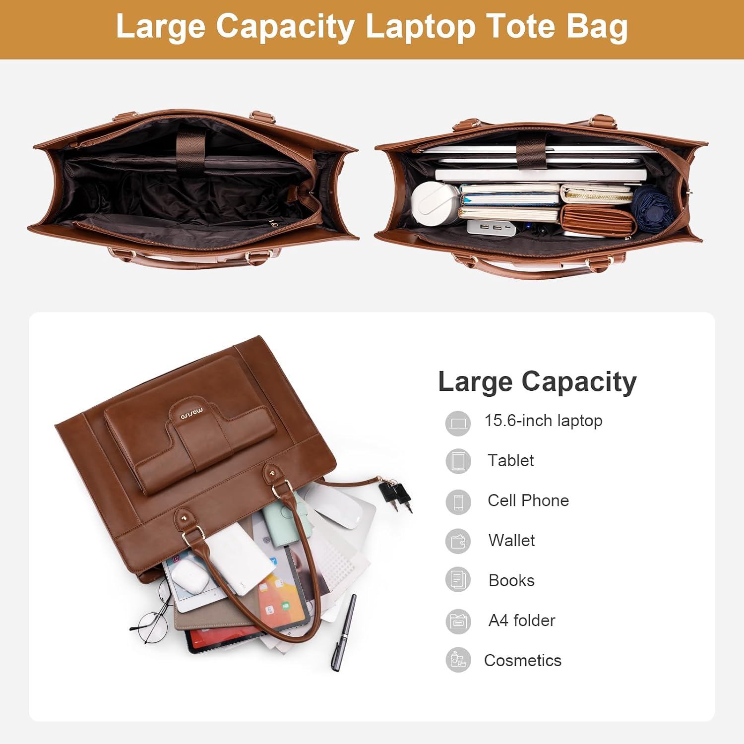 MOSISO Laptop Tote Bag for Wom - Leather Work Bag Laptop review and price