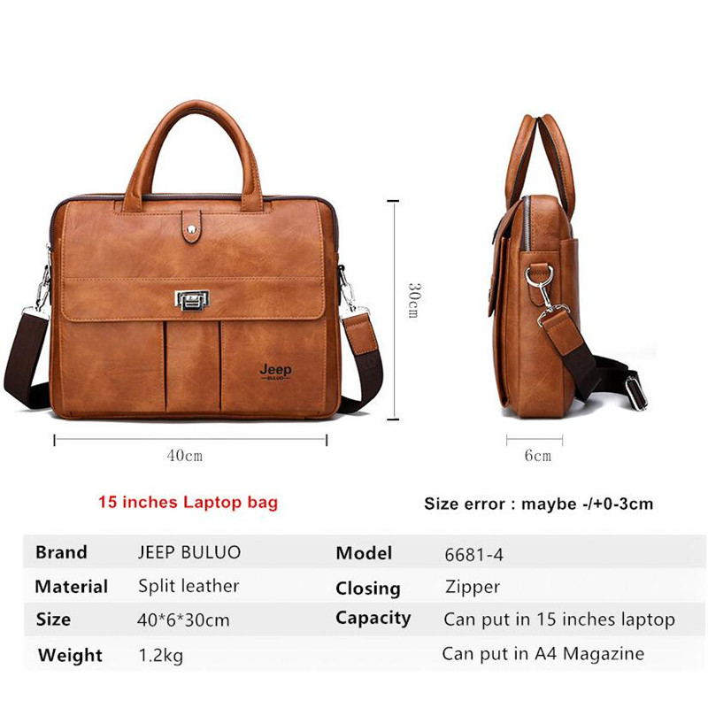 Jeep Buluo Men's Leather Brief - Leather Work Bag Laptop review and price