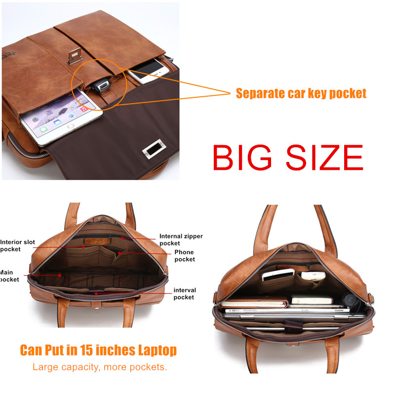 Jeep Buluo Men's Leather Brief - Leather Work Bag Laptop review and price